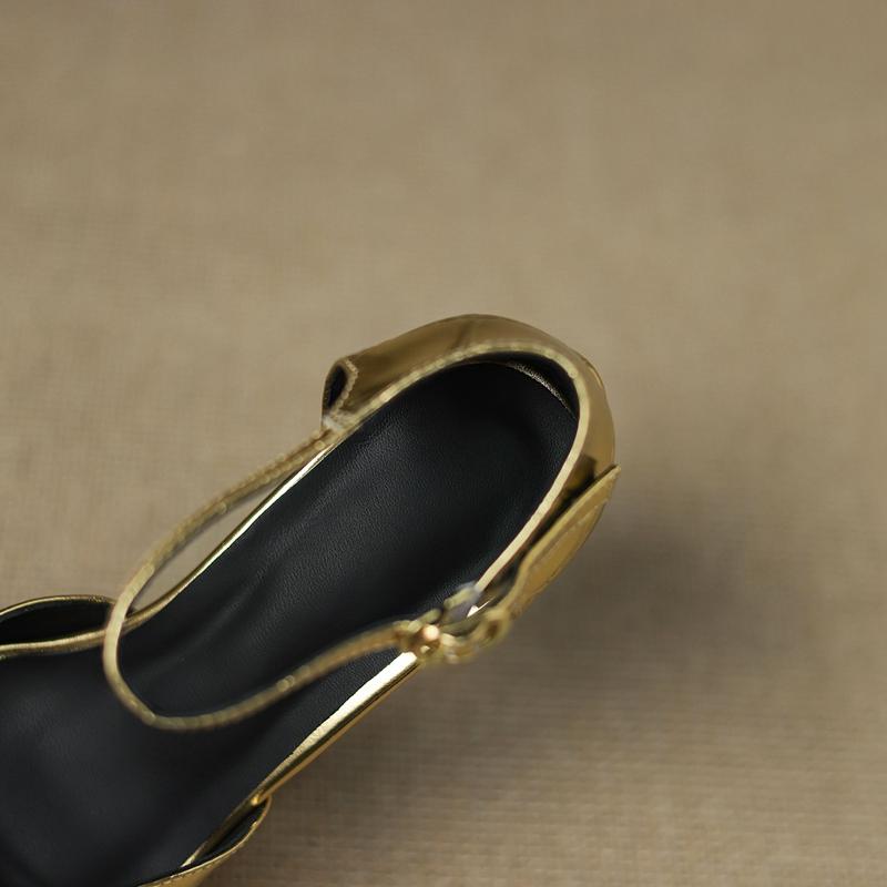 Fashion Women's new spring/summer color blocked leather square toe high-heeled high-heeled oversized elastic belt buckle toe sandals