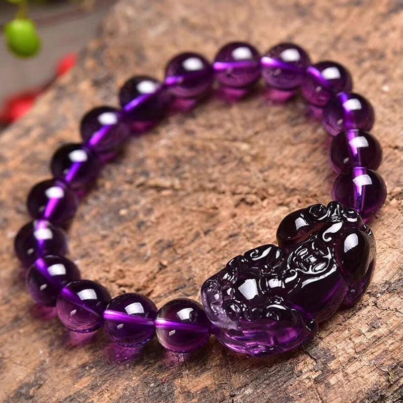 

Natural Amethyst Pi Xiu Bracelet Men s and Women s Fashion Bring In Wealth and Treasure Lucky Bracelet Body Protection Couple Jewelry Gift