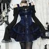 KLGIRL Gotisch Schwarz Lolita Mini Gotisch Lolita Halloween Harajuku Süß Süße Prinzessin Bühne Größe L Kleid, Cosplay, Kleid, Kostüm, Stil, Dunkel, Dunkel,