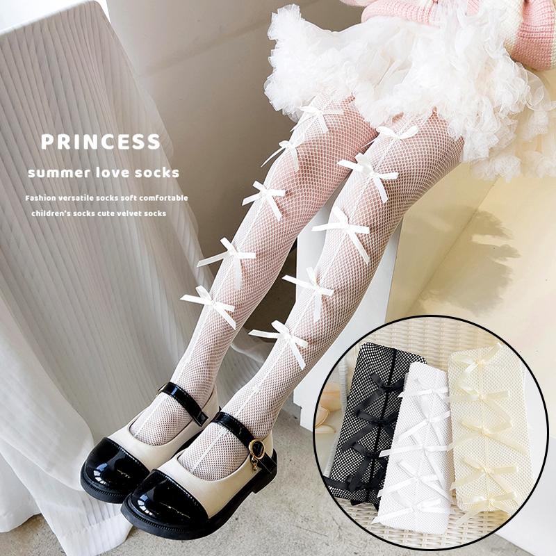 1Pair Stocking Spring and Summer Pantyhose Thin Girl's Hosiery Lolita Cotton Bow