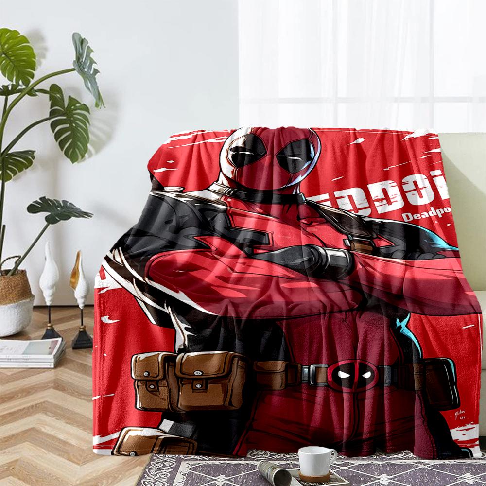 Deadpool Theme Printed Blanket - Perfect for Couch, Bed, Travel & Outdoor Use | Machine Washable, Cozy & Durable.