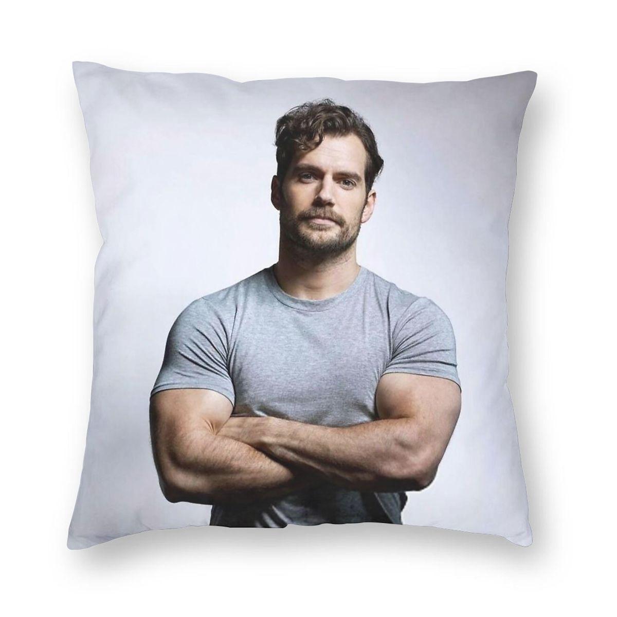 Henry Cavill Actor Pillowcase Polyester Linen Velvet Creative Zip Decorative Pillow Case Sofa Cushion Cover 18 Peach skin 18*18(CM)-1Pcs
