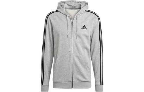 adidas Essentials French Terry 3 Stripes Full Zip Hoodie GK9034 XL серый