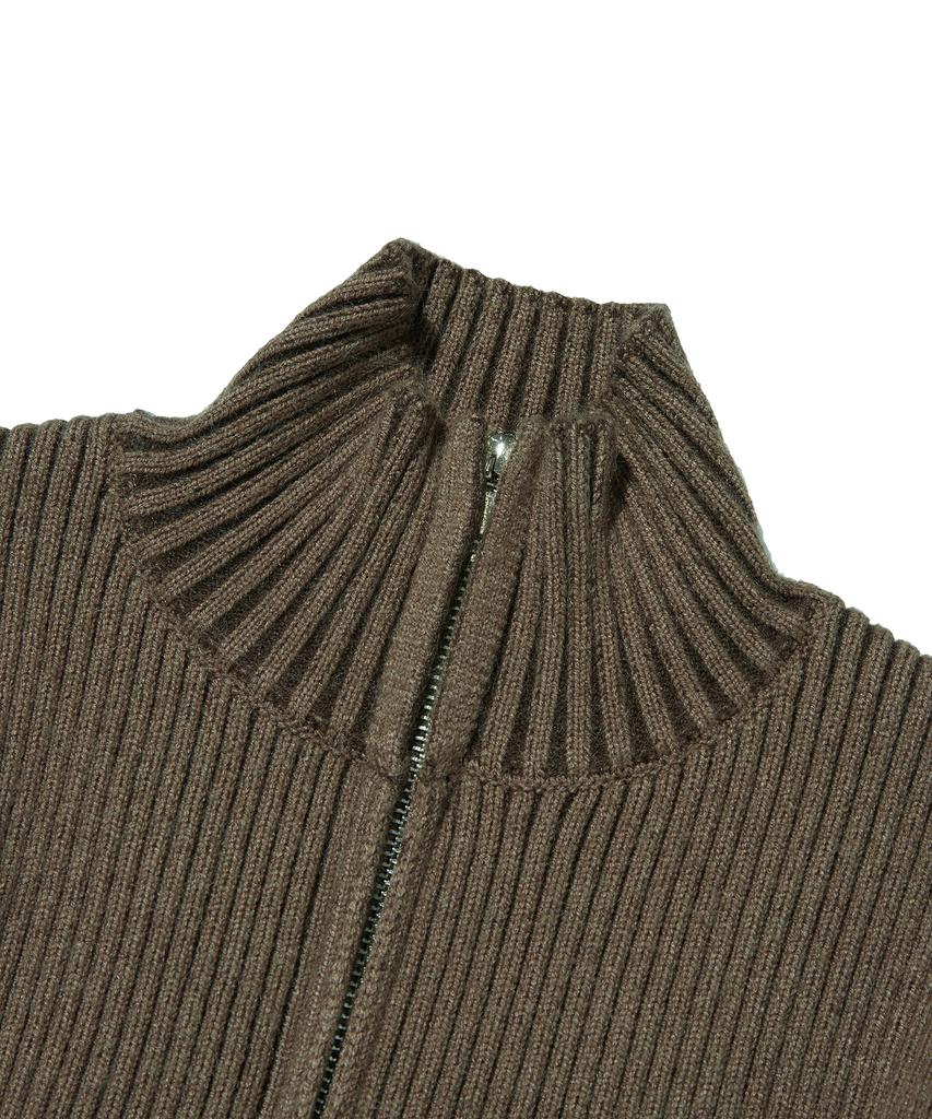 Seuweideu Fancy Crop Knit Zip Up [Brown]