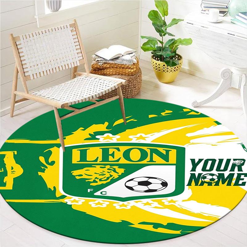Leon Fc Crest Custom Name Round Area Rug Carpet Rug For Living Room Bedroom Sofa Playroom Decor Nonslip Floor Mat