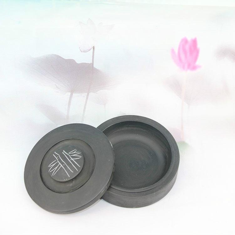 

Student Inkstone with Cover Yuan Pond, Ribbed Inkstone, Round, Mohai Inkstone Calligraphy Training Course