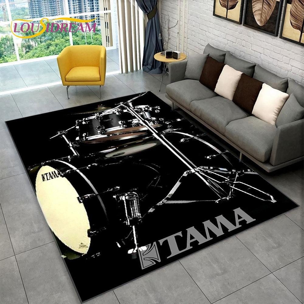 3D Drum Kit Music Instruments Area Large Carpet Rug for Home Living Room Bedroom Doormat DecorArea Rug Carpet Non-slip Floor Mat