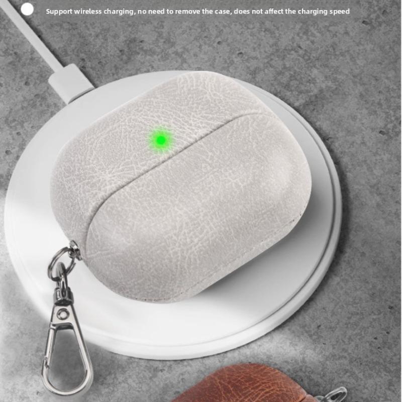 Luxury Leather Earphone Case for Samsung Galaxy Buds 3 Pro Buds3 Buzz 3 Cover with Keychain Selected Skin-Crazy Hourse Pattern