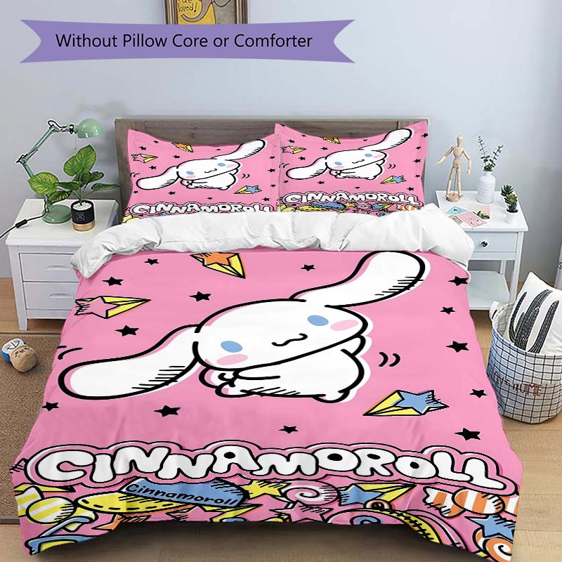 3pcs Sweet Cinnamoroll Pattern Bedding Set, 1* Cover + 2*Pillowcases, Printed Bedding Set, Soft and Comfortable.W102
