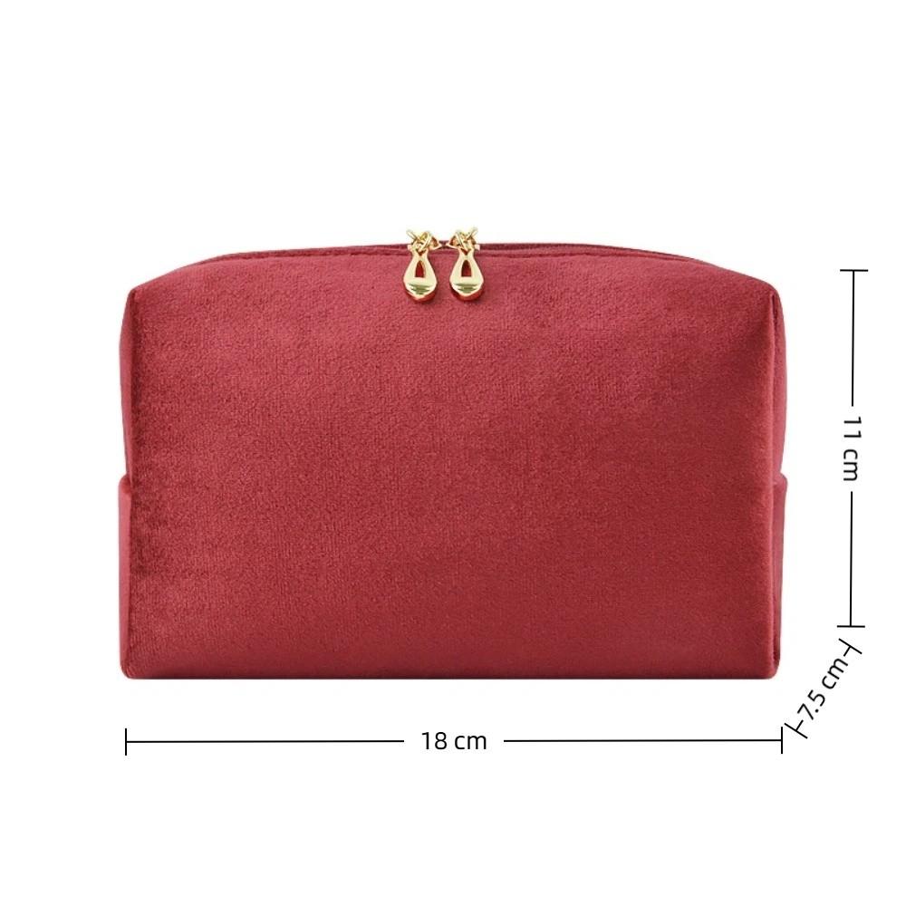 Portable Velvet Cosmetic Lipstick Bag Handheld Zipper Cosmetic Bag Solid Color Travel Makeup Pouch Ourdoor