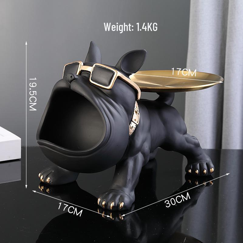 Entryway Console Table with French Bulldog Key Holder, Luxurious Shoe Cabinet, and Creative Home Decoration