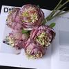 1 Bouquet 5 Heads Peony Artificial Faux Silk Fake Flowers Wedding Decor