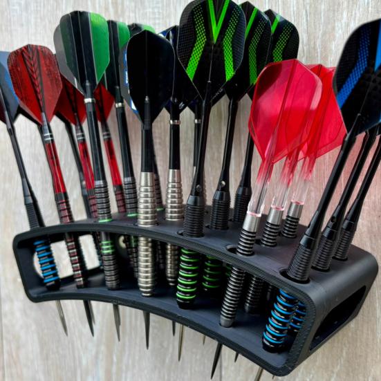 Підставка-тримач для дартсу 3D-друк Настінне кріплення Стійка для демонстрації дартсу Тримає 21 дартс зі сталевим або м'яким наконечником Пластиковий органайзер-кошик для дартсу для гравців у дартс