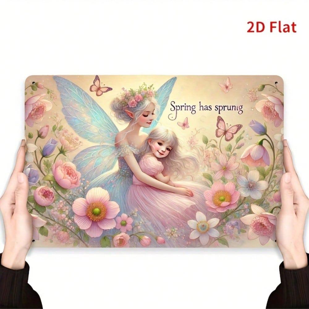 Feen Schmetterling Floral Metall Wandkunst 11,8x7,87 Zoll Lebendiges Böhmisches Dekor