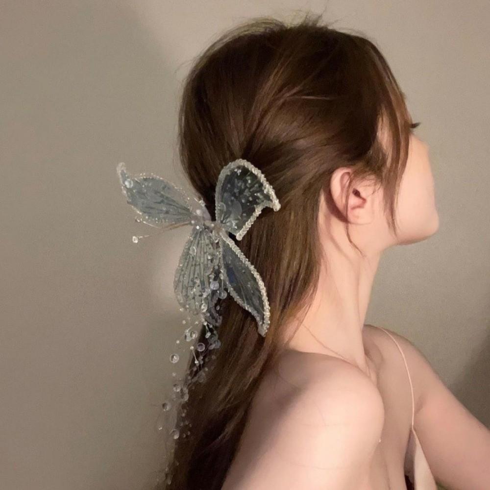 1Pair Fairy Butterfly Hairpins Bead Duckbill Clip Fashion Wedding Bridal Headdress  Wedding