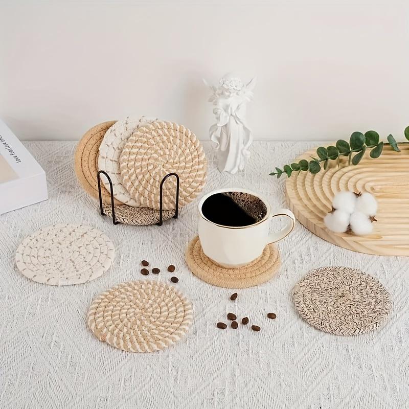 8pcs Woven Placemat Set Heat-Resistant & Anti-Scald Coasters for Pots and Dishes Perfect for Home Decor & Gifts