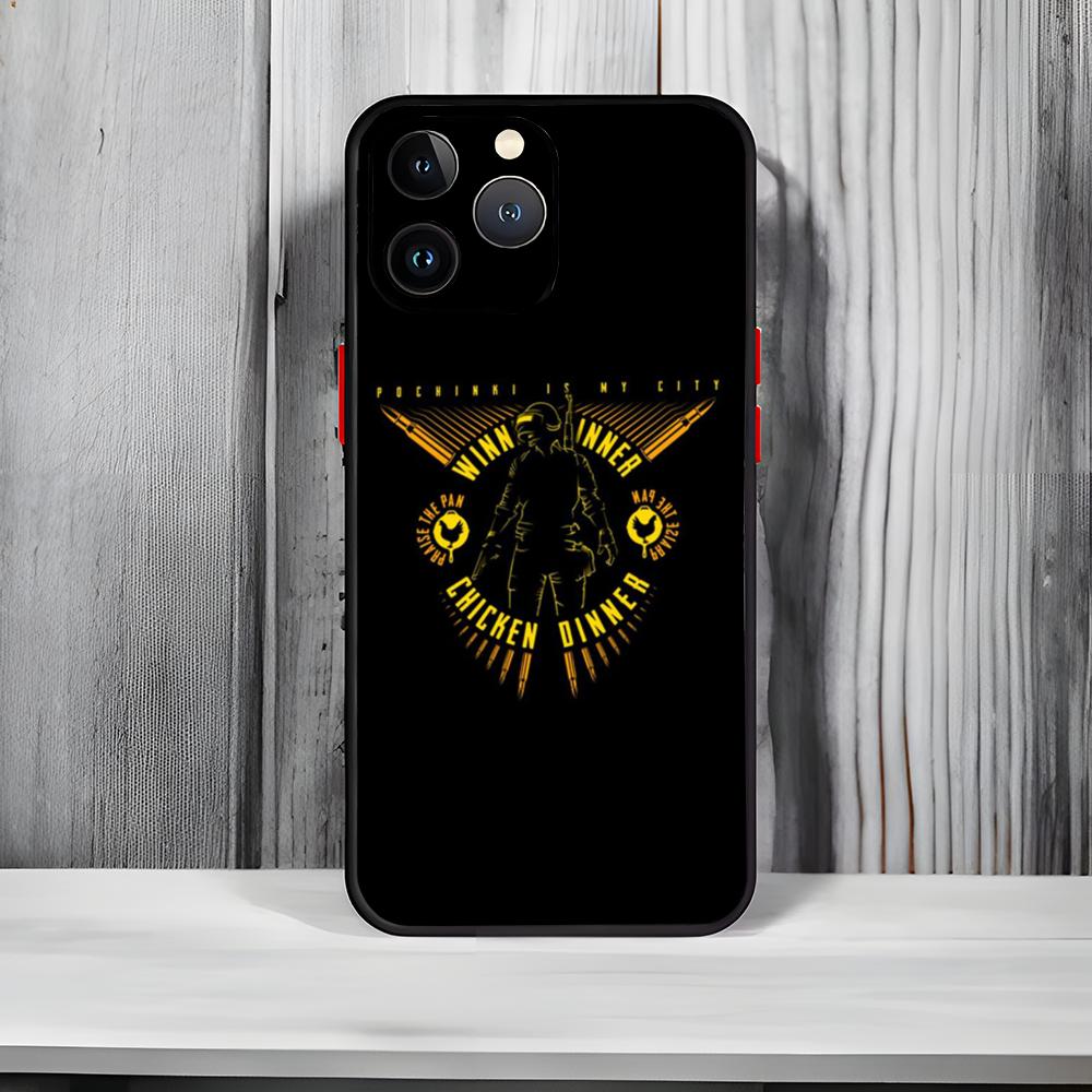 

Game P-PUBG Battlegrounds Phone Case Black Matte Thin Phone Case For iPhone17 16 15 14 13 ProMax iphone17air