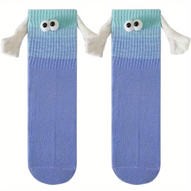 

1Pairs Colors Magnetic Holding Hand Socks Dopamine Designer Socks Funny Couple Socks Birthday Gift for Women Men Bestie Lovers One Size синий