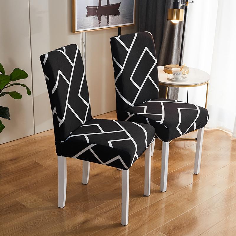 Printed Chair Covers Adjustable Dining Chair Cover Big Elastic Chairs Protector Kitchen Wedding Desk Stretch Modern Geometric