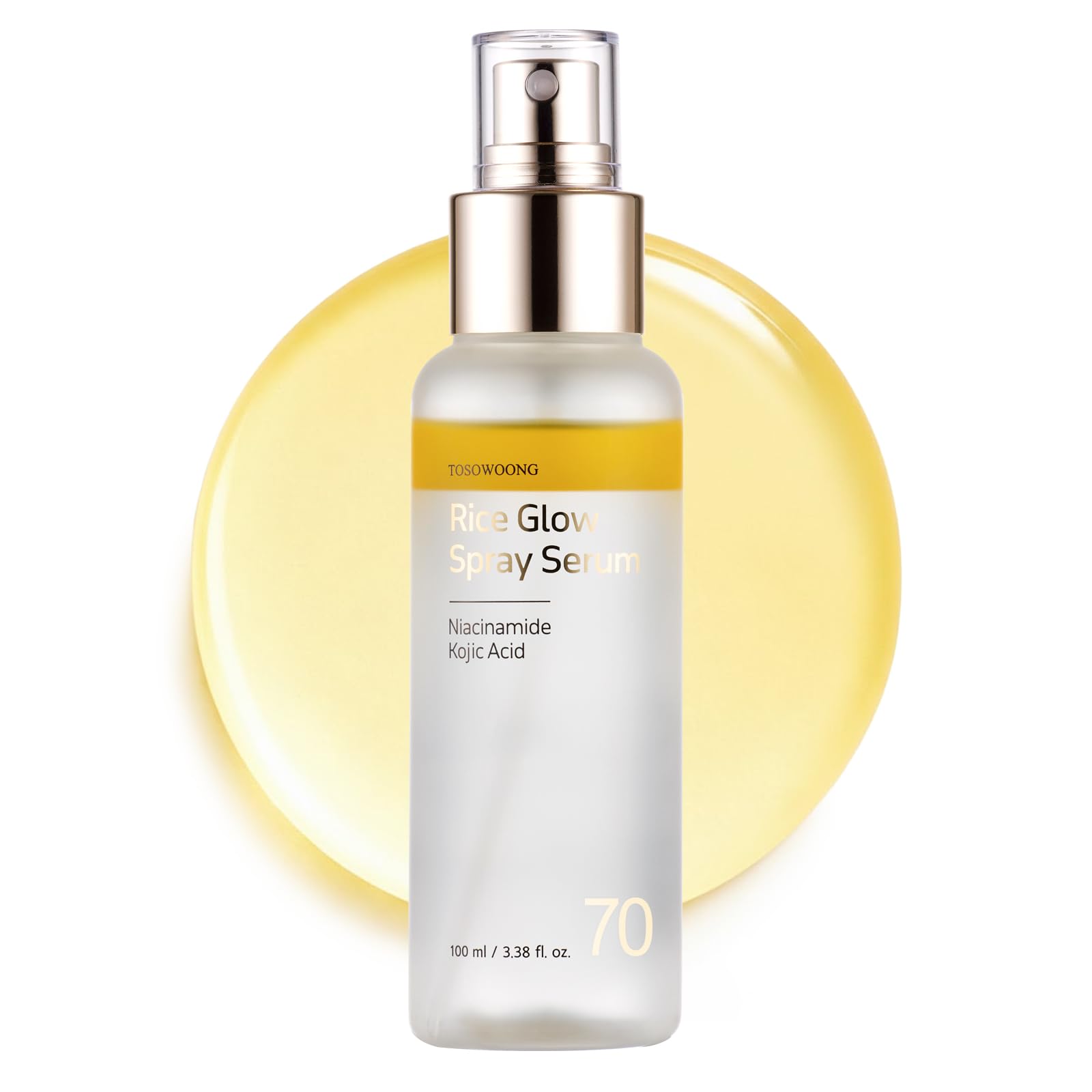 TOSOWOONG Rice Glow Spray Serum 100ml - 70% Rice Bran Water Mist Serum - Vitamin C, Kojic Acid, Glutathione, Hyaluronic Acid, PDRN - Moisturizing,