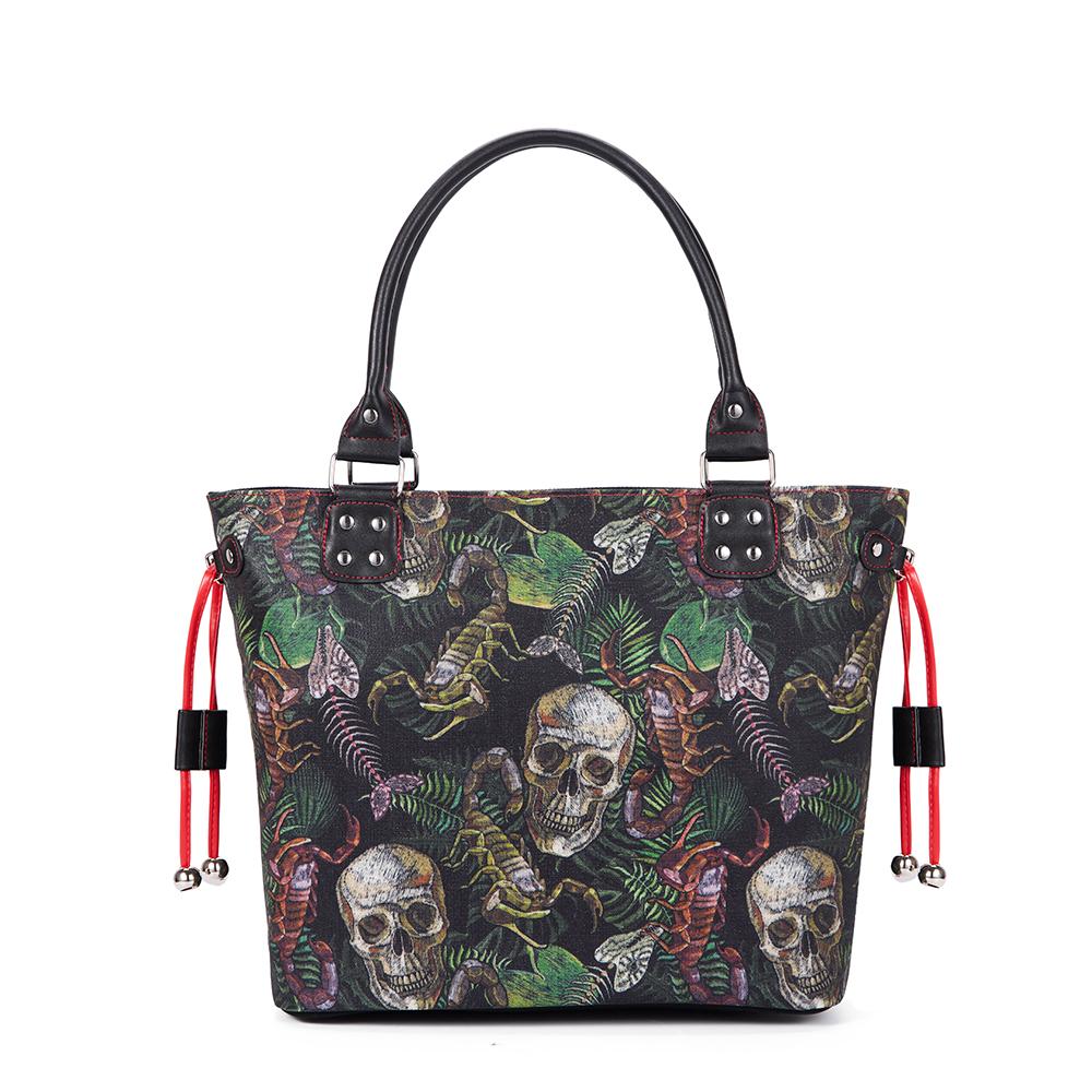 JIEROTYX Skull Bag Handbag Purse for Women Fashion Casual Tote Luxury Shoulder Messenger Bolsa Goth Female Top-handle Bags