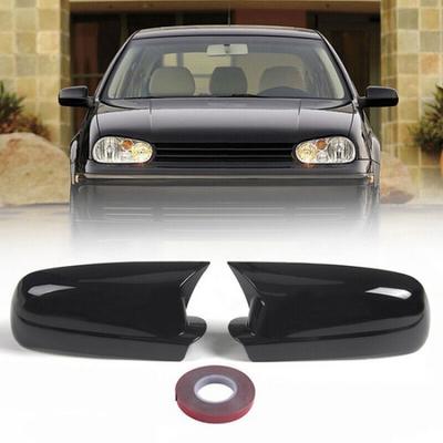 Pair Rearview Side Mirror Cover For 1997-2004 VW Golf 4 MK4 GTI R Gloss Black