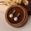 S925 Silver Sparkling Diamond Pearl Drop Earrings Women Elegant Jewelry