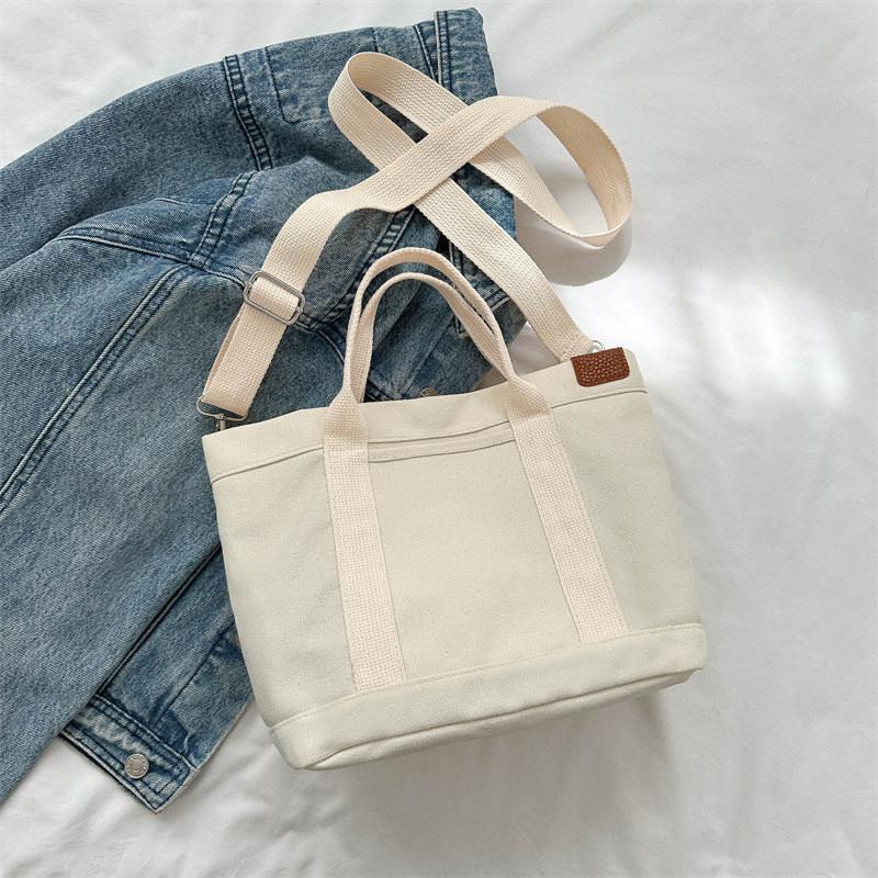 Fashionable Street Style Shoulder Bag Elegant Canvas Tote Bag For Commuting белый