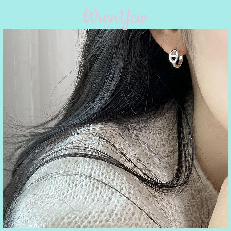 Pure Silver S925 Pig Nose Ear Studs Retro French Style Earrings For Women