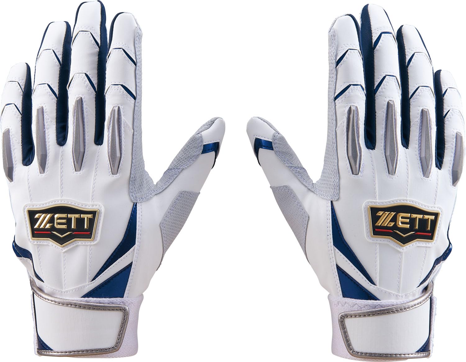 

ZETT Baseball Batting Gloves Pro General White x Navy BG13011D Status, Ambidextrous, Use, (1129), Small,