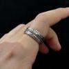 Retro Golden Rope Tang Grass Pattern Adjustable Open Ring Gothic Punk Unisex Jewelry Gift For Men Women