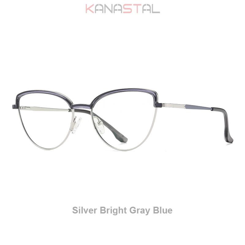 Reading Glasses Women Prescription CR39 Lenses Myopia Eyewear Blue Light Blocking Computer TR90 Metal Cat Eye Eyeglasses Frame