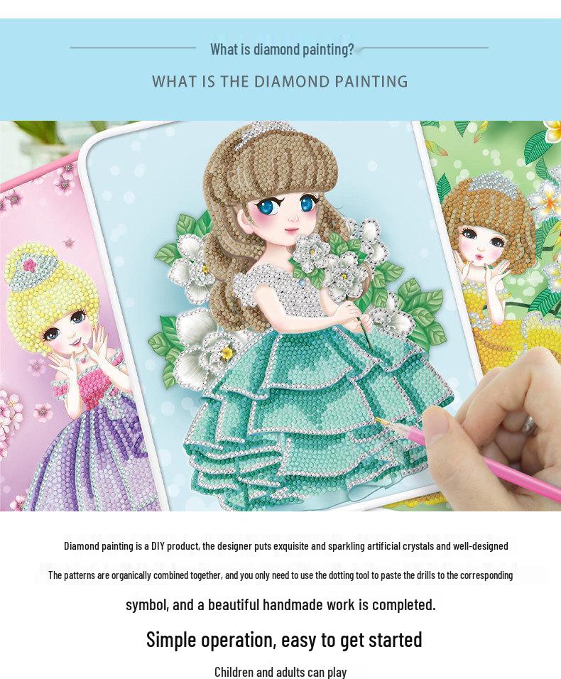 Officially Licensed Children's Little Princess DIY Diamond Painting Kit with Frame