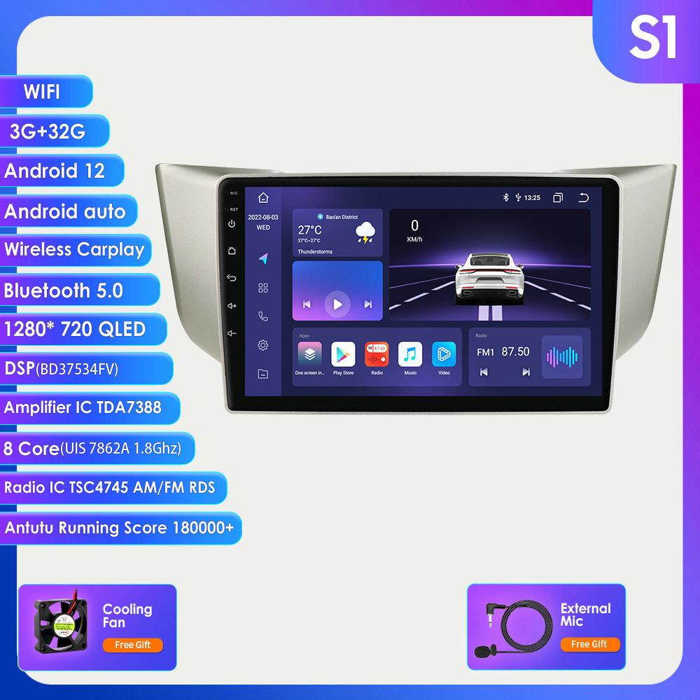 

2din Android автомобильный радиоприемник мультимедийный видеоплеер для Lexus RX300 RX330 RX350 RX400H 2003-2014 навигация GPS Carplay 4G QLED сенсорный экран авто стерео S1 8Core 3G 32G