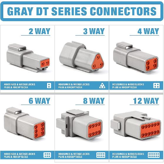 IWISS 188PCS Deutsch DT Gray Connector Kit with Size 16 Solid Contacts in 2,3,4,6,8 and 12 Pin Configurations, Environmentally Sealed Automotive