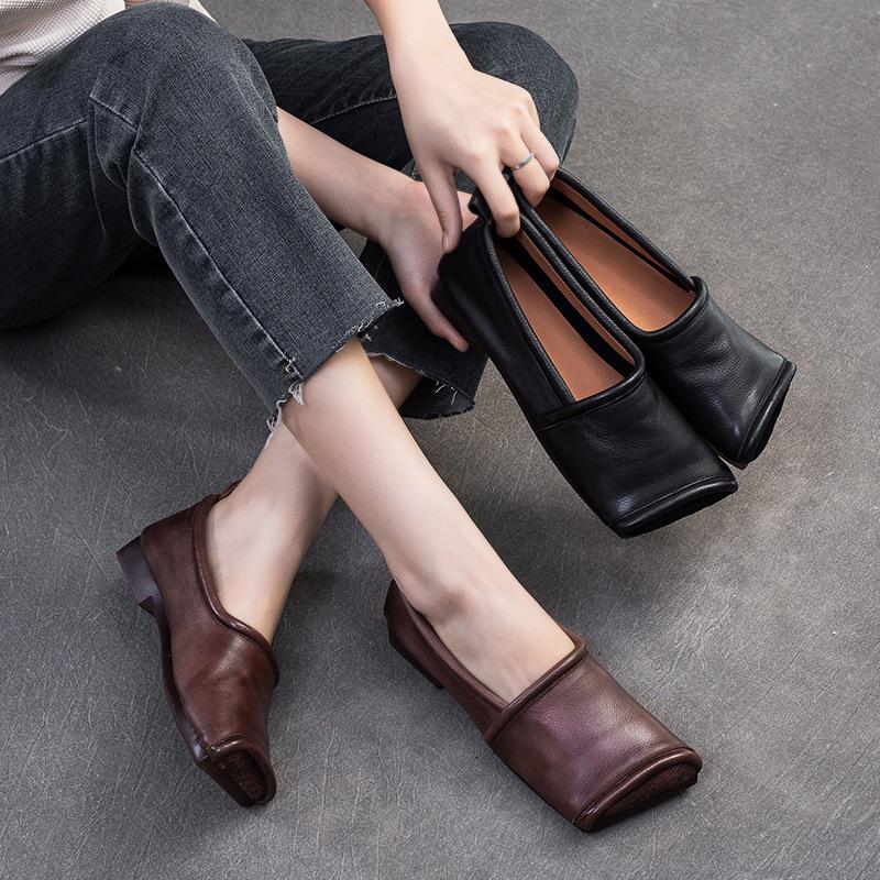 Fashion 2cm Cow Genuine Leather Hollow Oxfords Women Flats Slipper Sandals Square Toe High Brand Breathable Shoes Platform Wedge