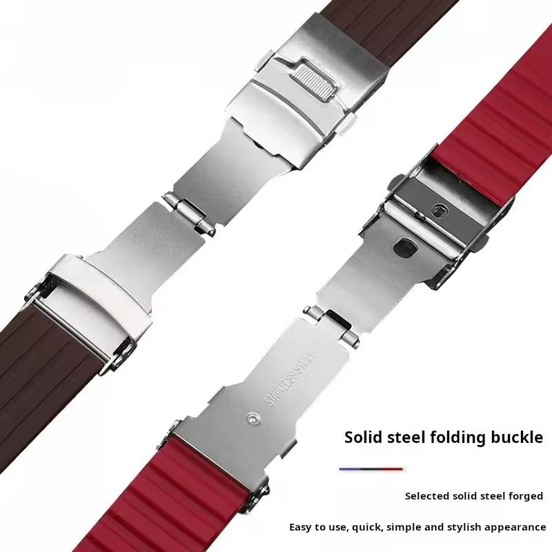Safety buckle rubber watch strap Men 20 22mm For Seiko PROSPEX SKX007 Water Ghost Abalone Casio MDV-106 Silicone soft Watchbands