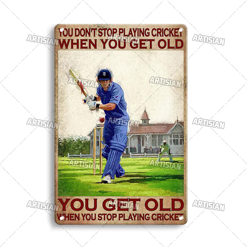 Mfoever Tin Sign Artisian SPORT Metal Sign Tennis Tin Poster Decorative Plate Badminton Cricket Pickleball Plaque Wall Decor Garage Bar Pub Club