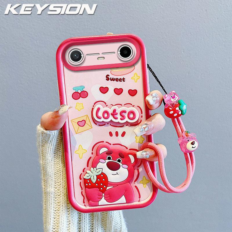 KEYSION Stoßfeste Hülle für TECNO Pova Slim 5G mit Lanyard Weiches Silikon Niedliche 3D-Cartoon-Puppe Handy-Rückseite für Spark Slim 4G