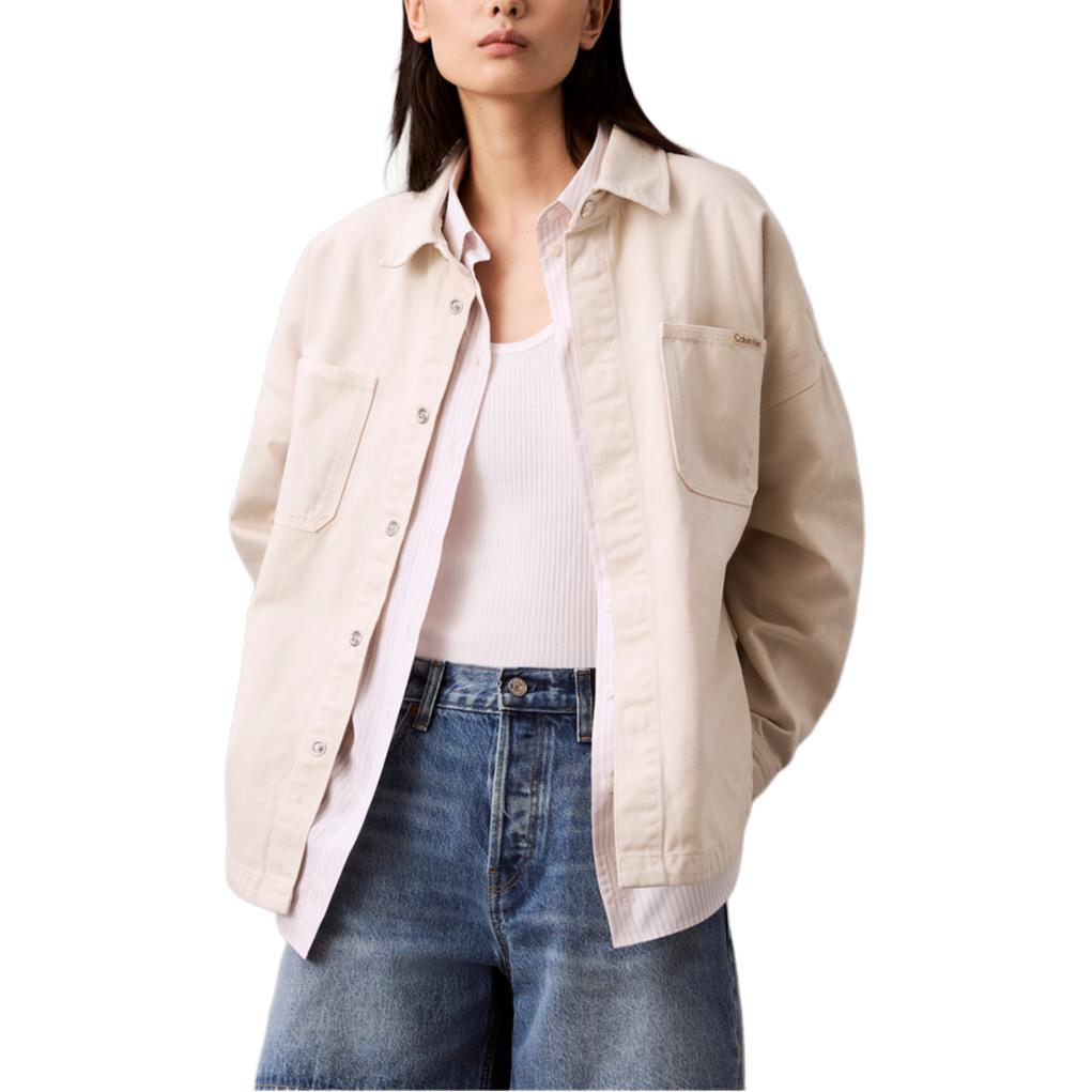 

Calvin Klein Минималистичная Удобная Универсальная Классическая Хлопковая Рубашка с Широким Вырезом и Длинным Рукавом Женские рубашки Мягкий Кость 47B083G-RG3 XS