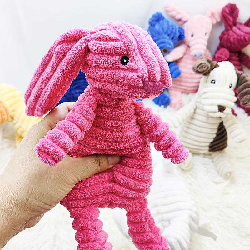 Corduroy Plush Dog Toy: Sounding, Teething, Teeth Cleaning, Boredom Relief with Monkey & Fox Designs.