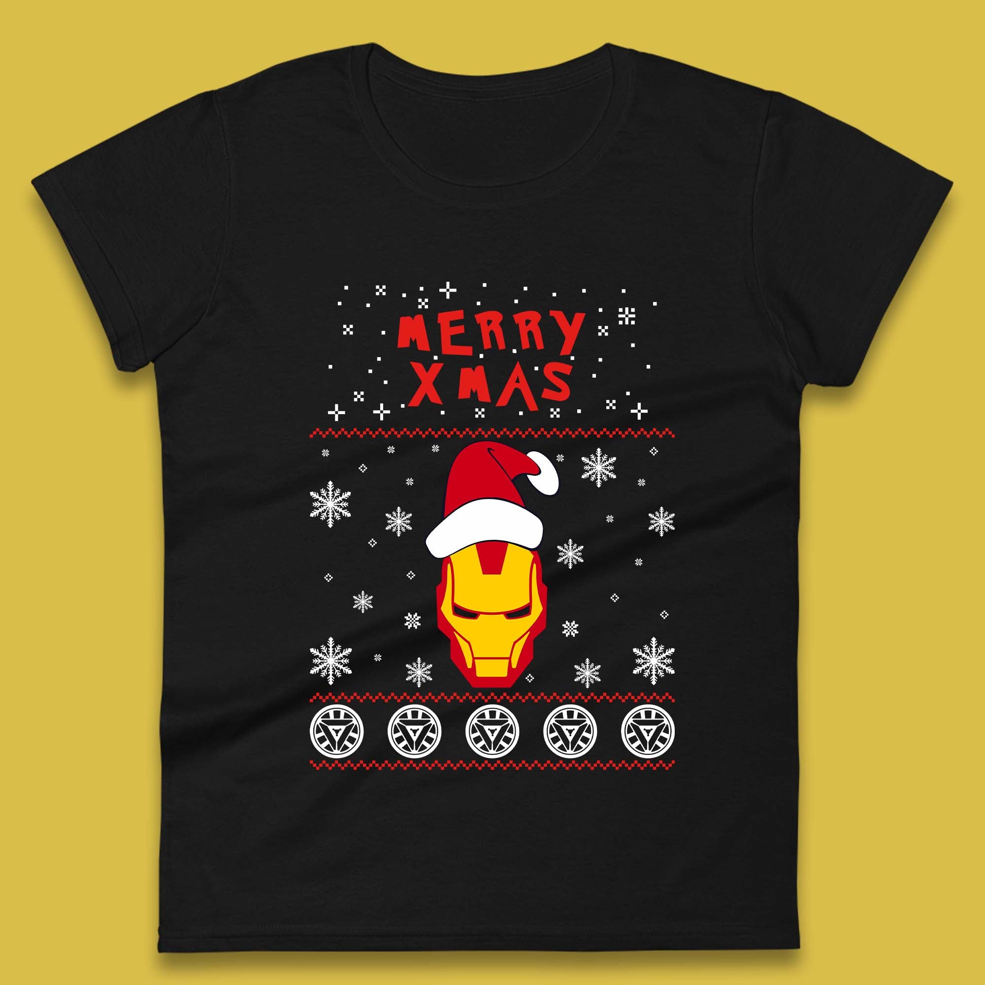 Merry Xmas Ironman Womens T-Shirt Mens Tops Tees Unisex 2XL