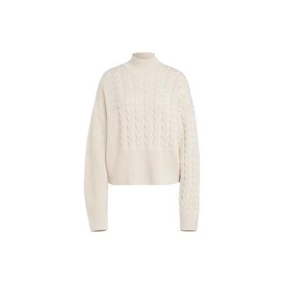 Originals Trefoil Solid Logo Cable Knit Turtleneck Sweater Long Sleeve Women Tops Off-White IC5221