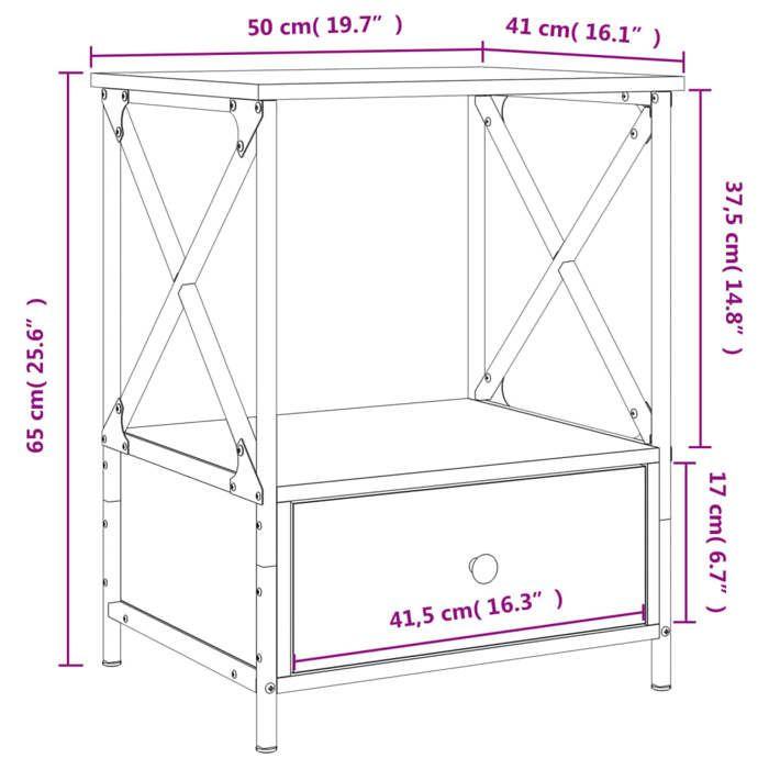 VidaXL Table de chevet chêne fumé 50x41x65 cm bois d'ingénierie 826087