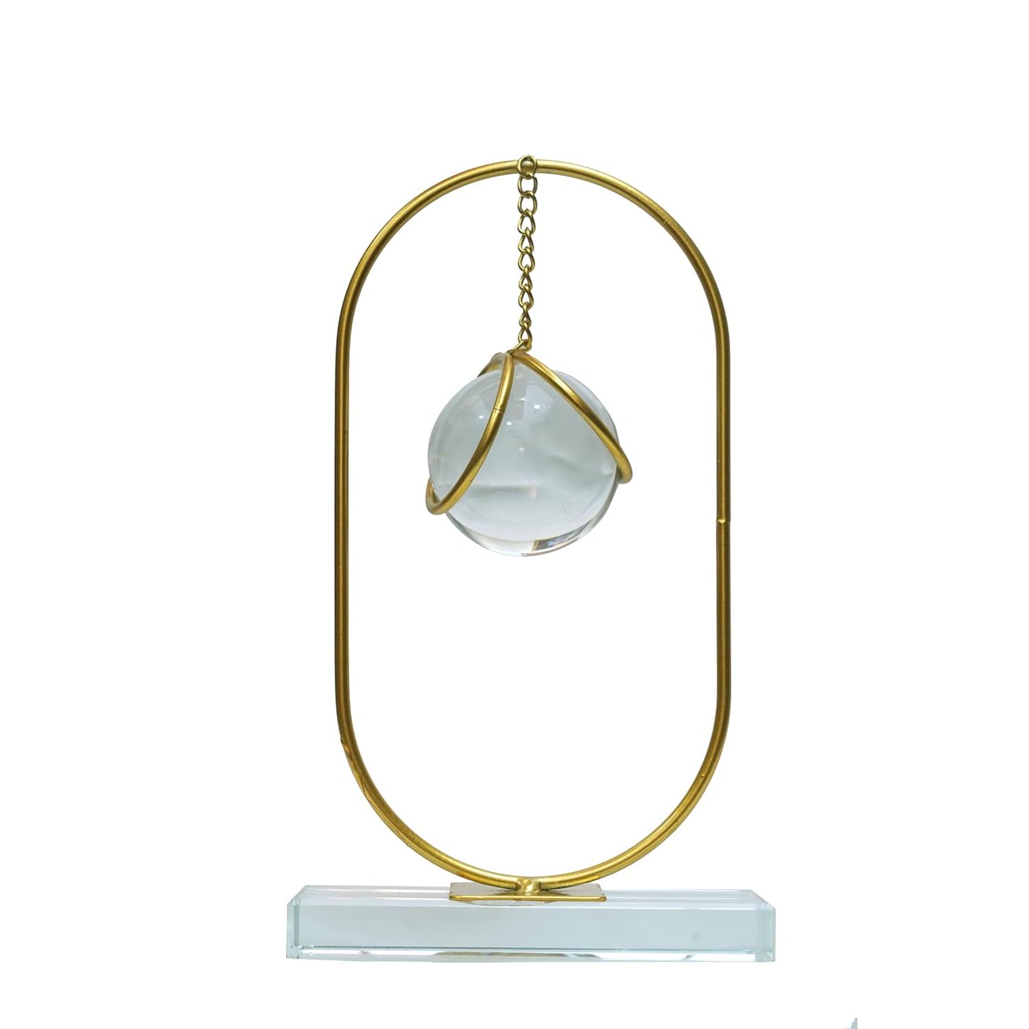 

Clear Crystal Ball with Stand, Light Luxury Crystal Sphere for Gift, Gold Art Deco for Photography Ornaments, Bookcase, Wedding, Party