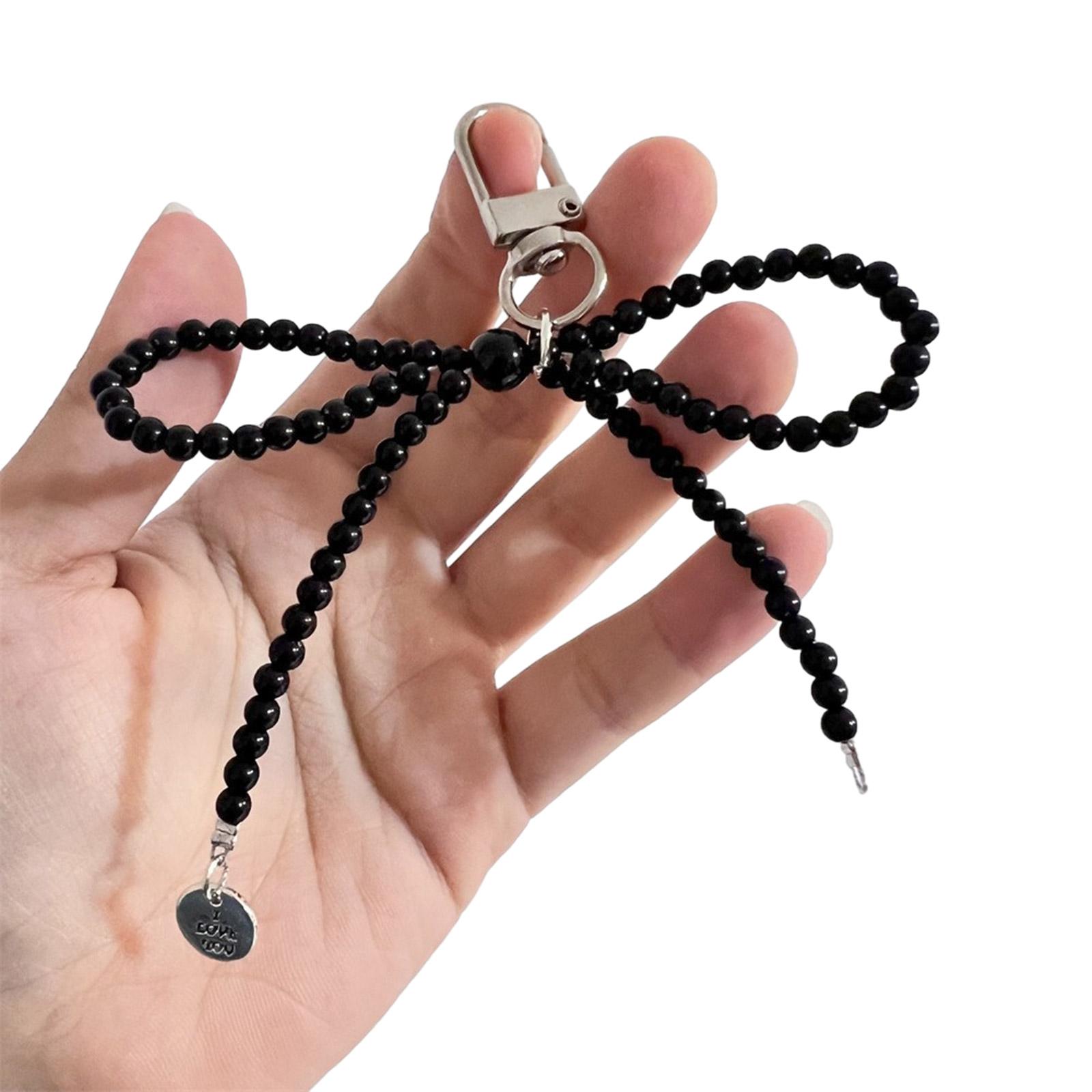 

Брелок з перлинним бісером, бантом, прикрасами, брелоком, підвісним орнаментом, рюкзаком, сумочкою, шармом, підвіскою, подарунком для дівчаток, жінок чорний