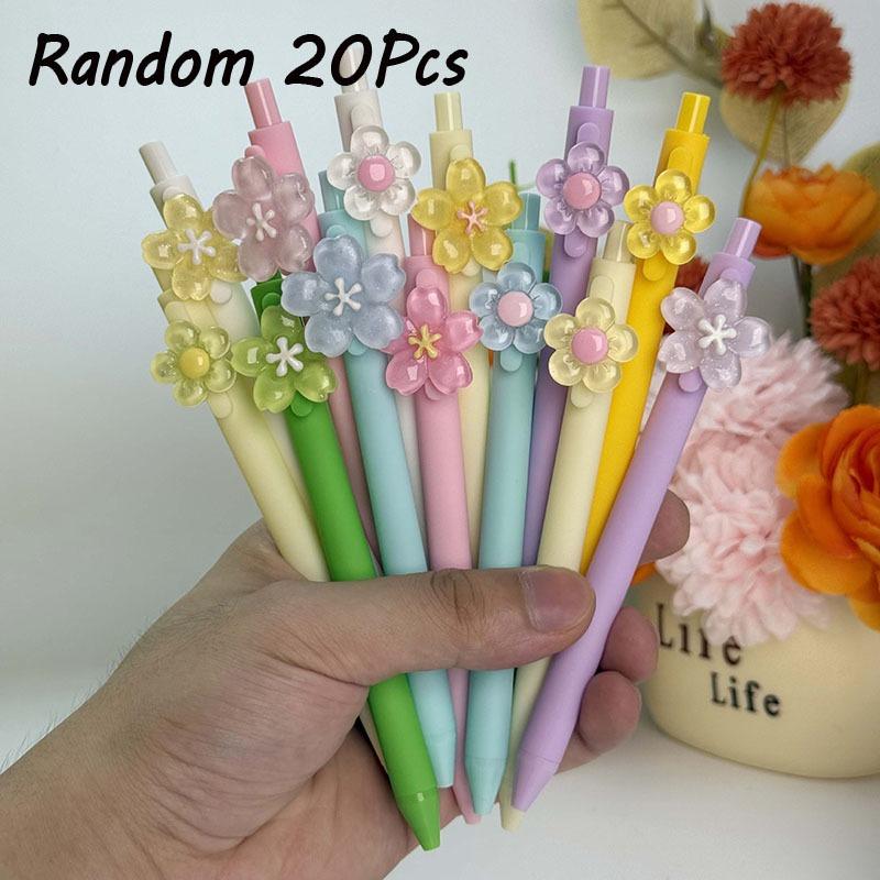 

10Pcs Fresh and Stylish Ins-Style Floral Design Neutral Pen, Retractable Pen for Students, Ballpoint Pen Random style 10Pcs