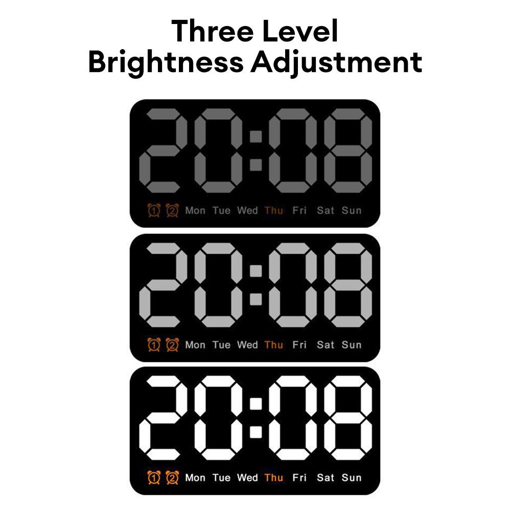 Large Screen Digital Wall Clock Nordic LED Display Sound Wake Up Alarm Clock 12/24H Temperature Date Time Display Table Clock