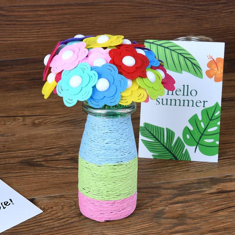 Kit Creativo Floreale Bouquet con Bottoni e Fiori di Feltro Vaso Giocattolo Artistico Progetto Creativo Bambini Bambino Attività Fai da Te Giocattoli Ragazzi Ragazze Regalo