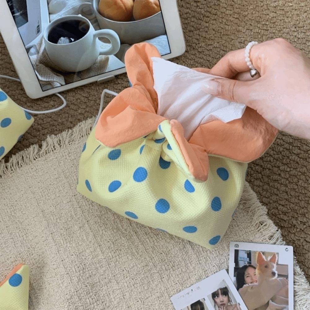 Multipurpose Flower Tissue Box Lightweight Tissue Storage Bag Cute Drawstring Tissue Box Dormitory